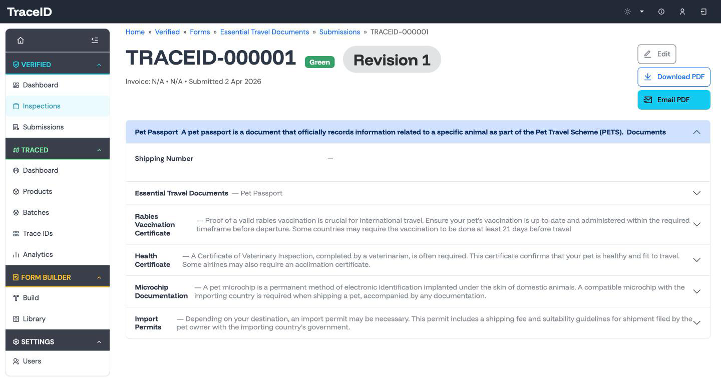 A signed-off Verified report with its job reference, status and revision number